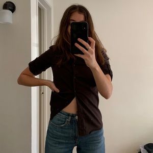 3/4 length collared tee